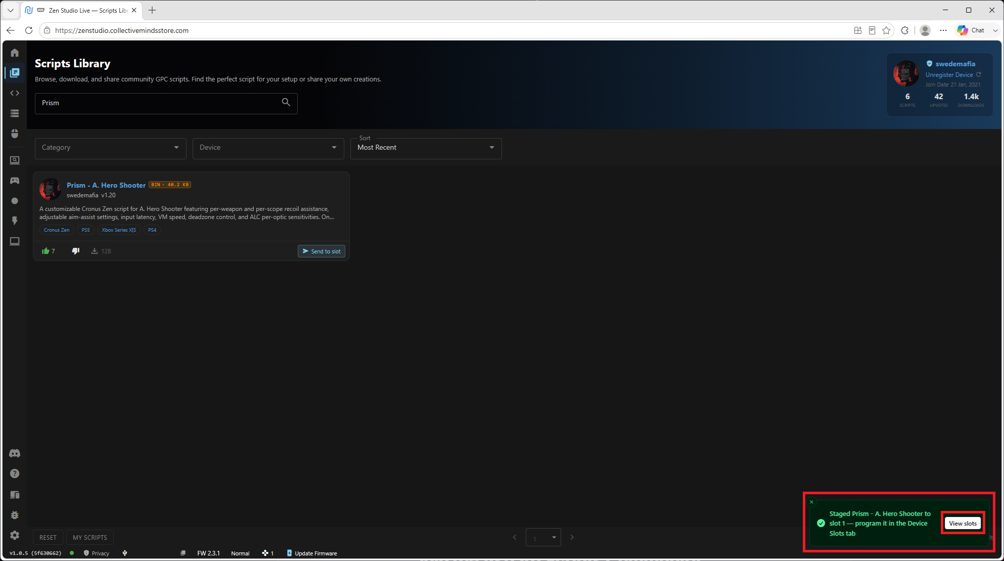 ZenStudio Live ready to program slots